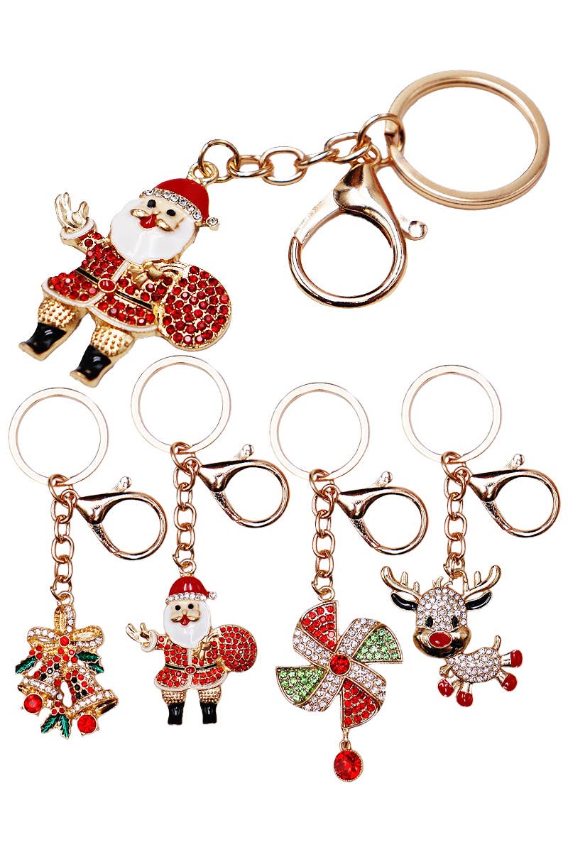 Christmas Ornament Bling Rhinestone Key Chain
