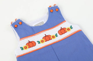 Blue Pumpkin Sunflower Smocked Overalls