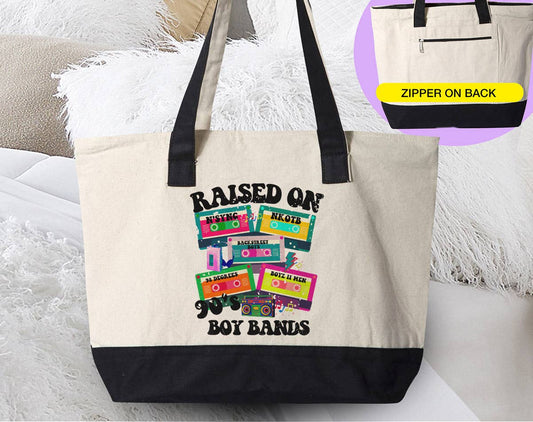 Raised On 90's Boy Bands - Pop Music Canvas Zipper Tote