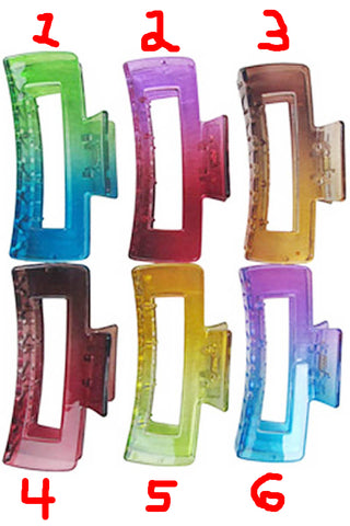 Glossy Ombre Gradient Block Clear Y2K Hair Claw