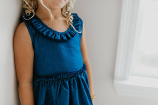 Denim Ruffle Intricate Lace Summer Dress