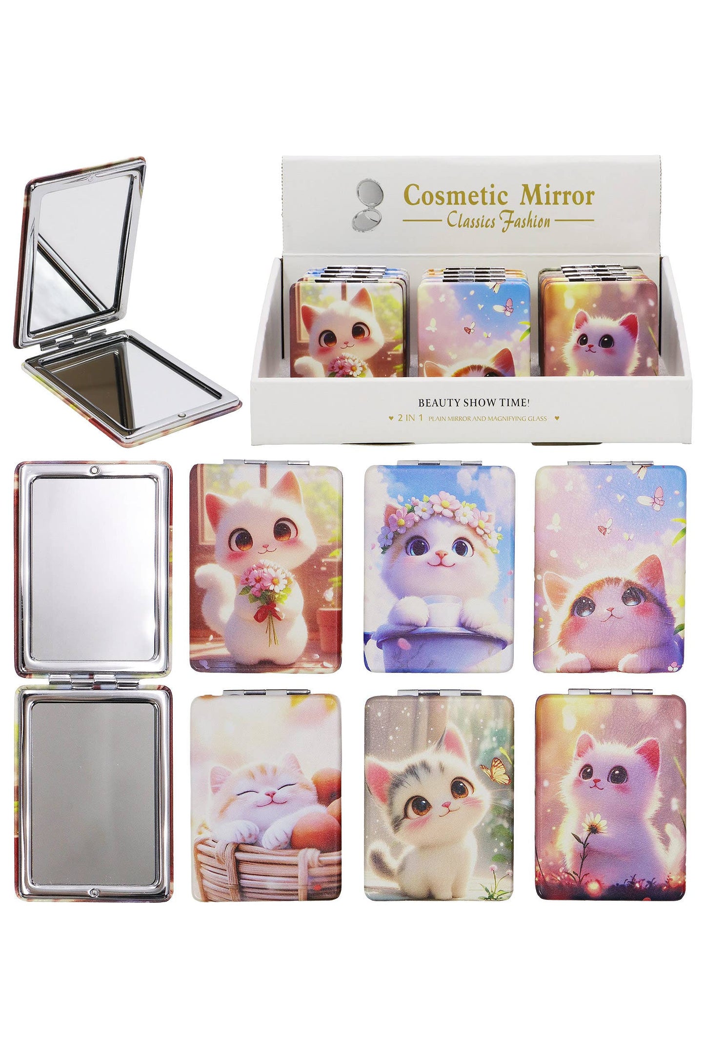 Kitty Cat Animated Rectangular Compact Mirror