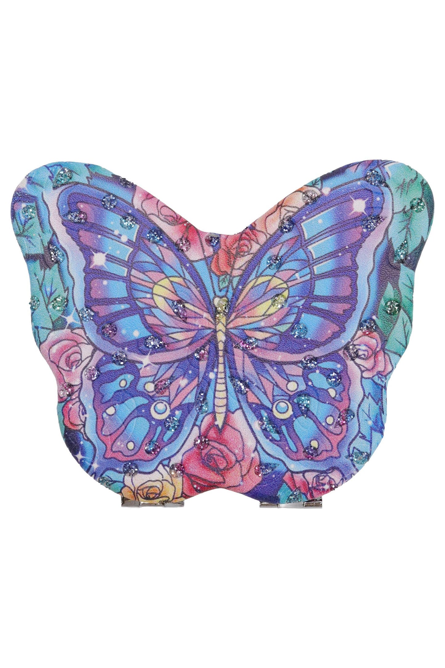Butterfly Floral Cosmetic Compact Mirror