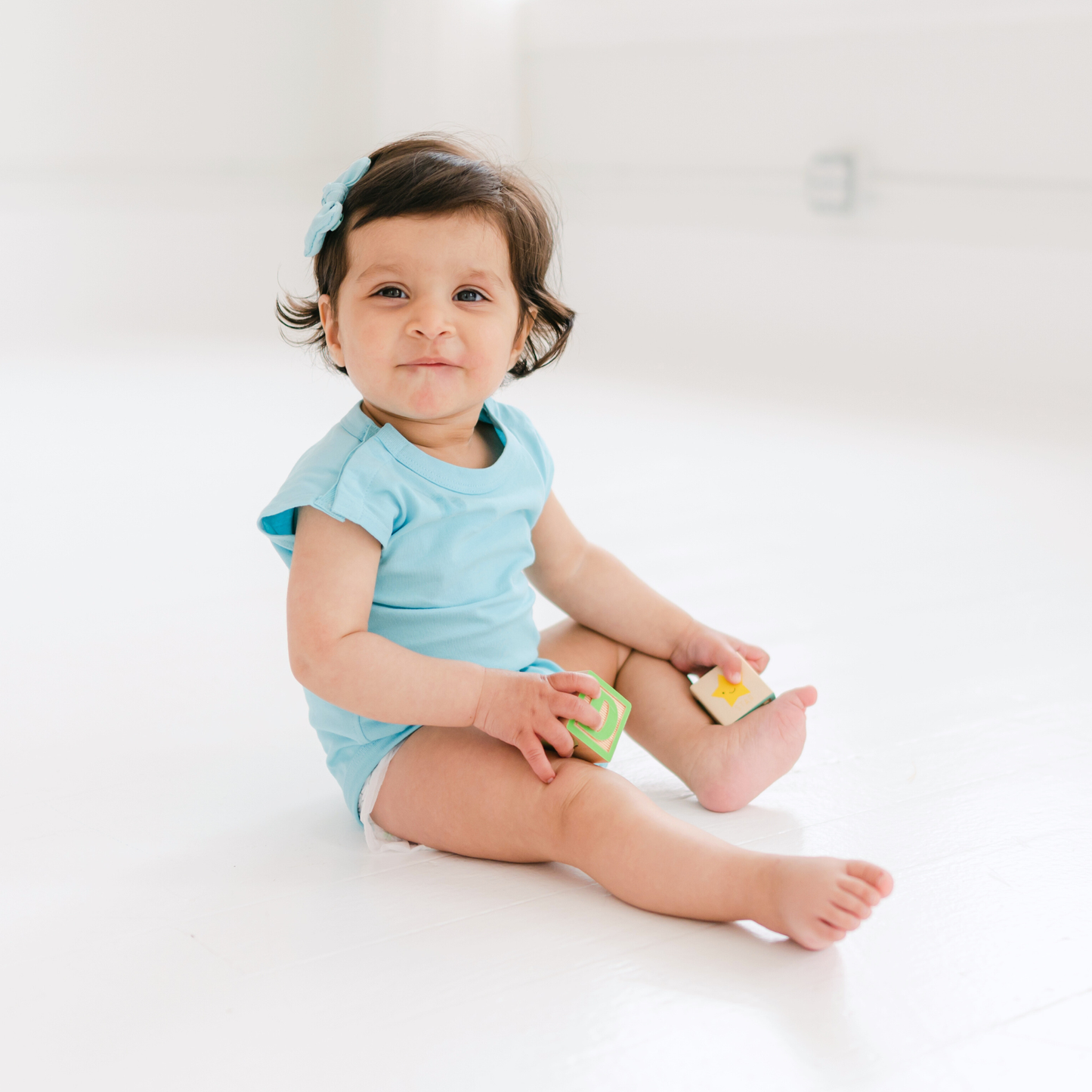 Blue 100% Organic Cotton Bottom-Up Onesie