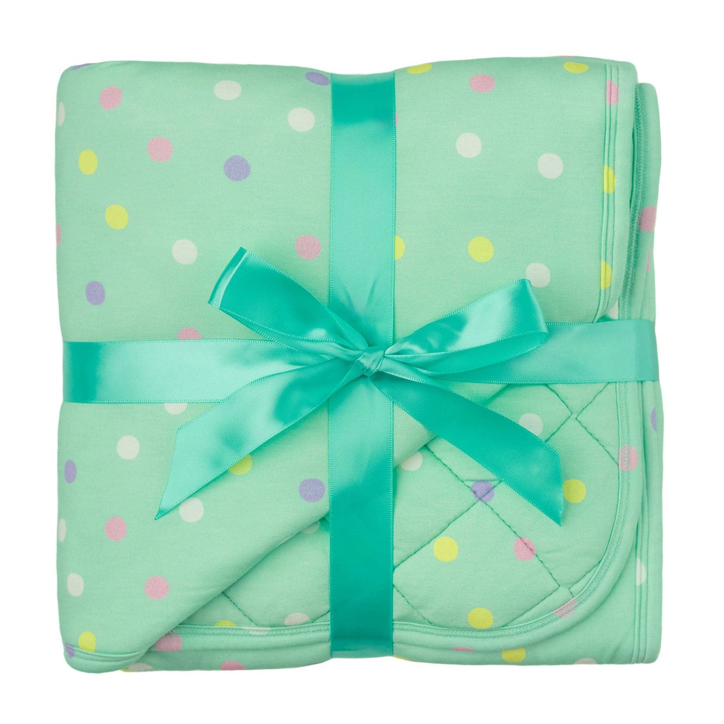 Pastel Dots Mini Quilted Bamboo Baby Blanket