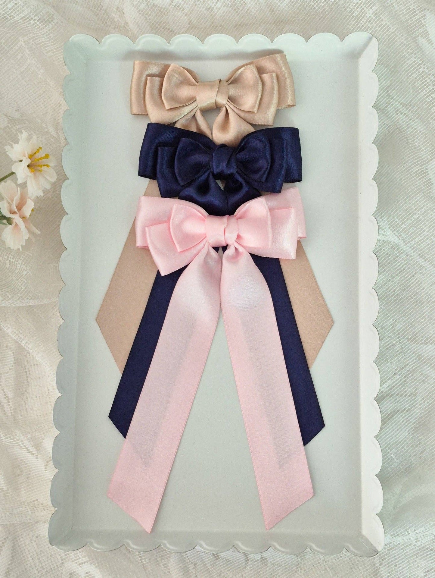 Long Tail Satin Ribbon Bow-Chantilly Light Pink Wholesale