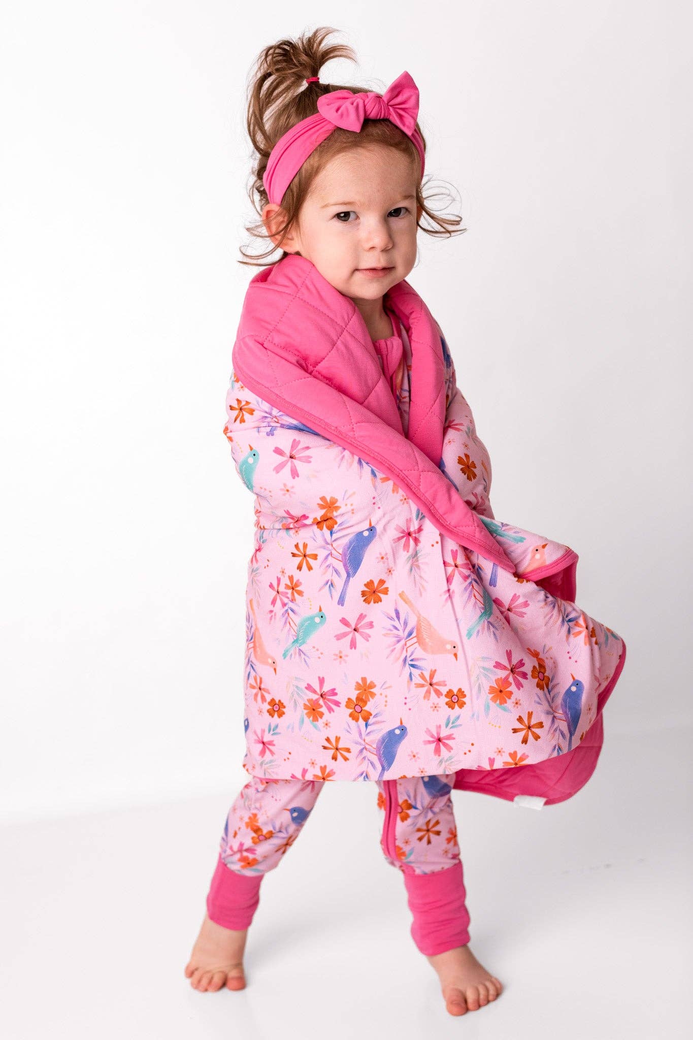 Blooming Birds Mini Quilted Bamboo Baby Blanket