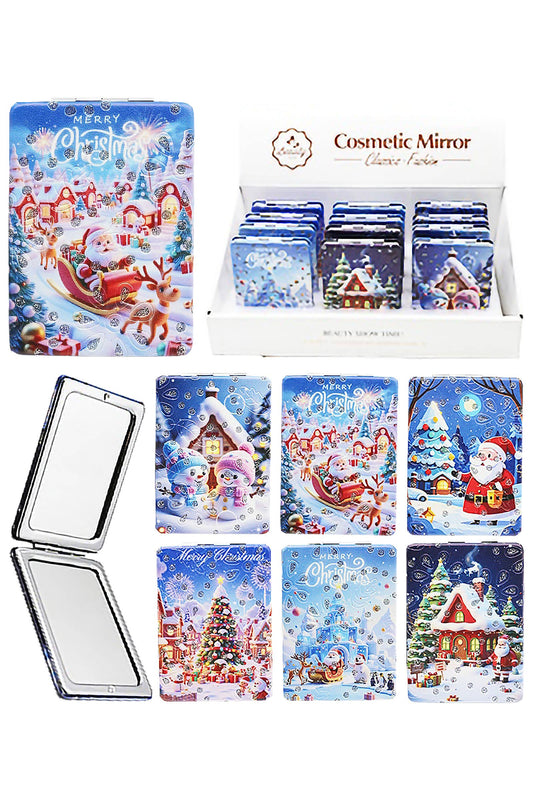 Christmas Snowland Glitter Compact Mirror