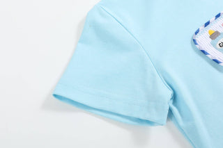 Light Blue Smocked School Shirt and Shorts Set