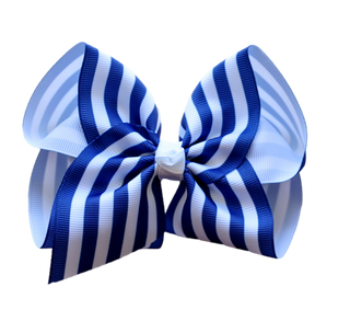 Navy Stripe Hair Bow