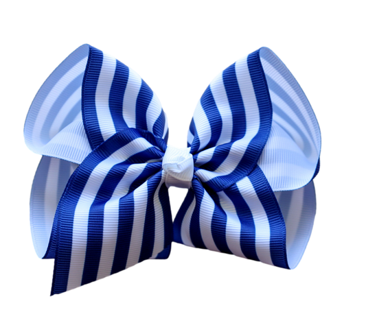 Navy Stripe Hair Bow