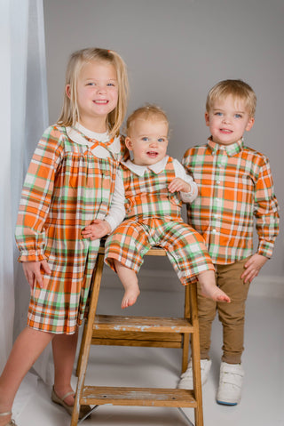 Autumn Plaid Boys Collared Button Down Shirt