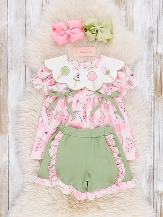 Watermelon Pops Embroidered Ruffle Outfit