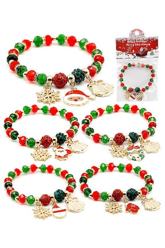 Christmas Ornament Bling Gemstone Stretch Bracelet