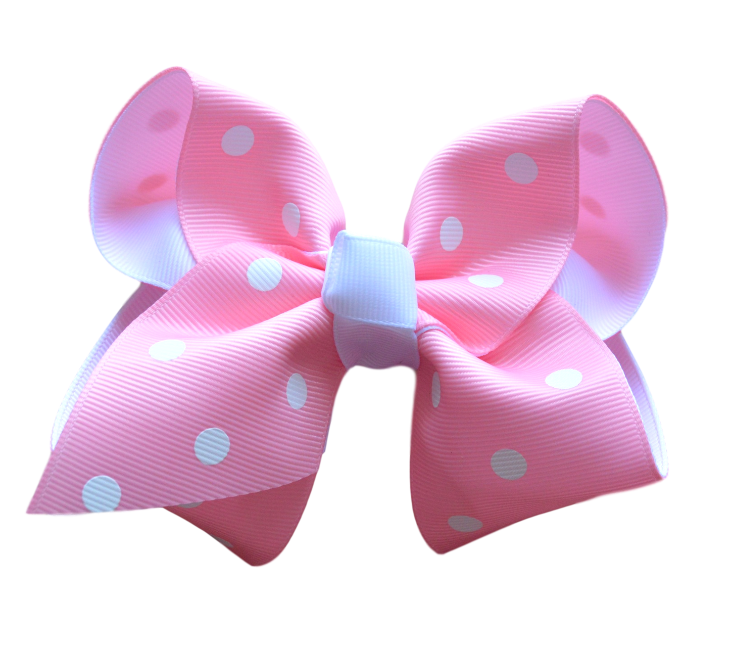 Pink Polka Dot Layered Hair Bow