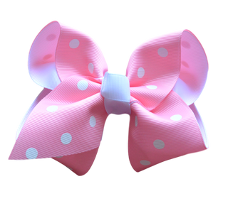 Pink Polka Dot Layered Hair Bow