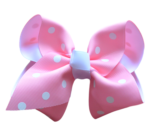 Pink Polka Dot Layered Hair Bow