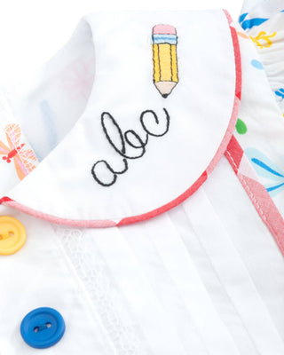 ABCs & 123s Alphabet Print Embroidered Collar Dress