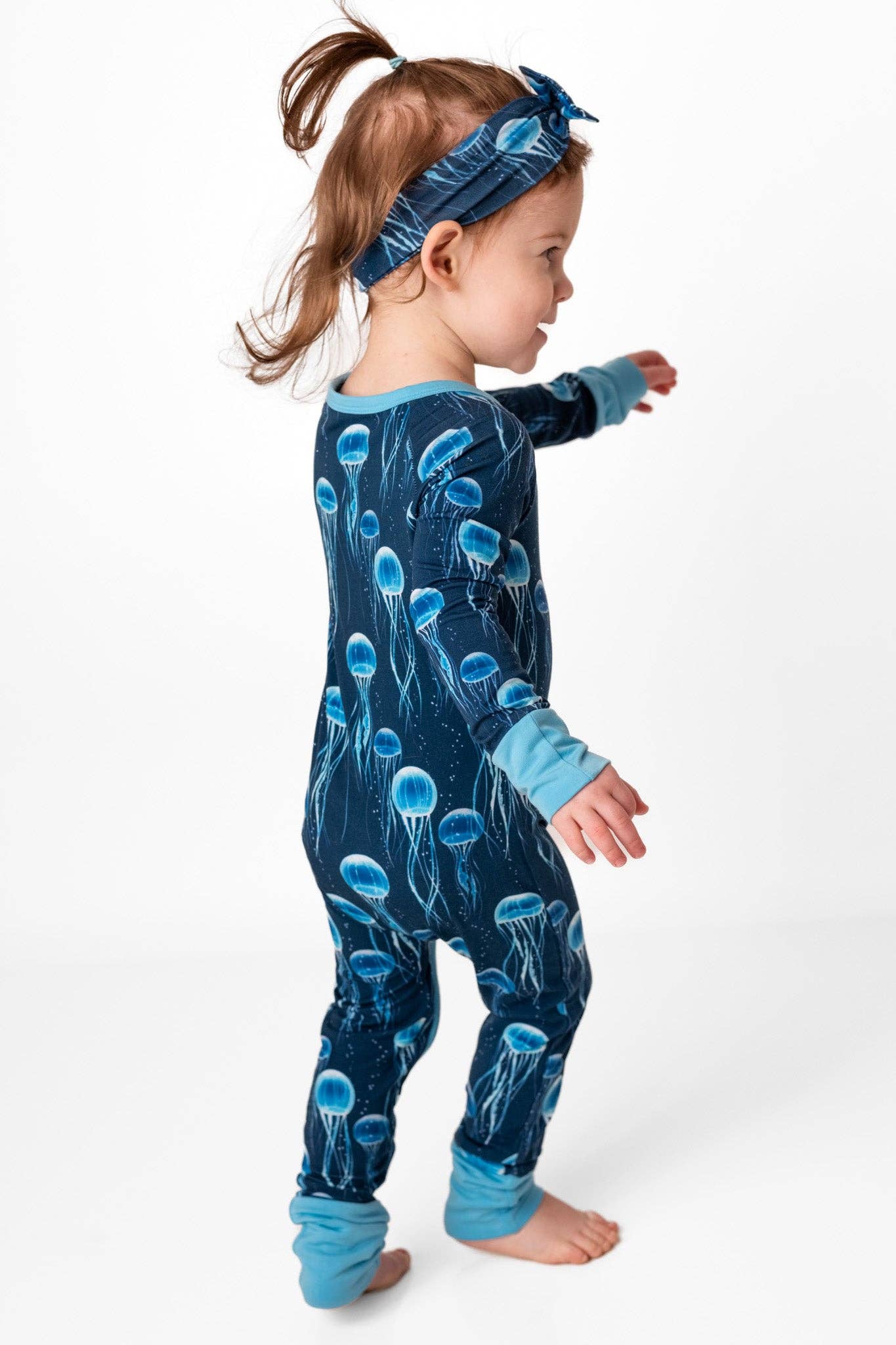 Blue Jellies Bamboo Zipper Pajamas