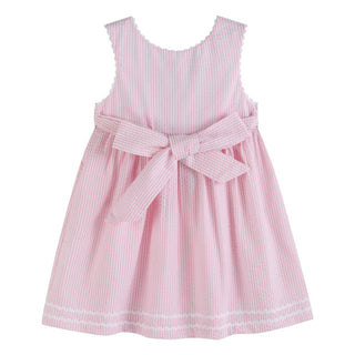 Pink Seersucker Pom Pom Flip Flops Dress