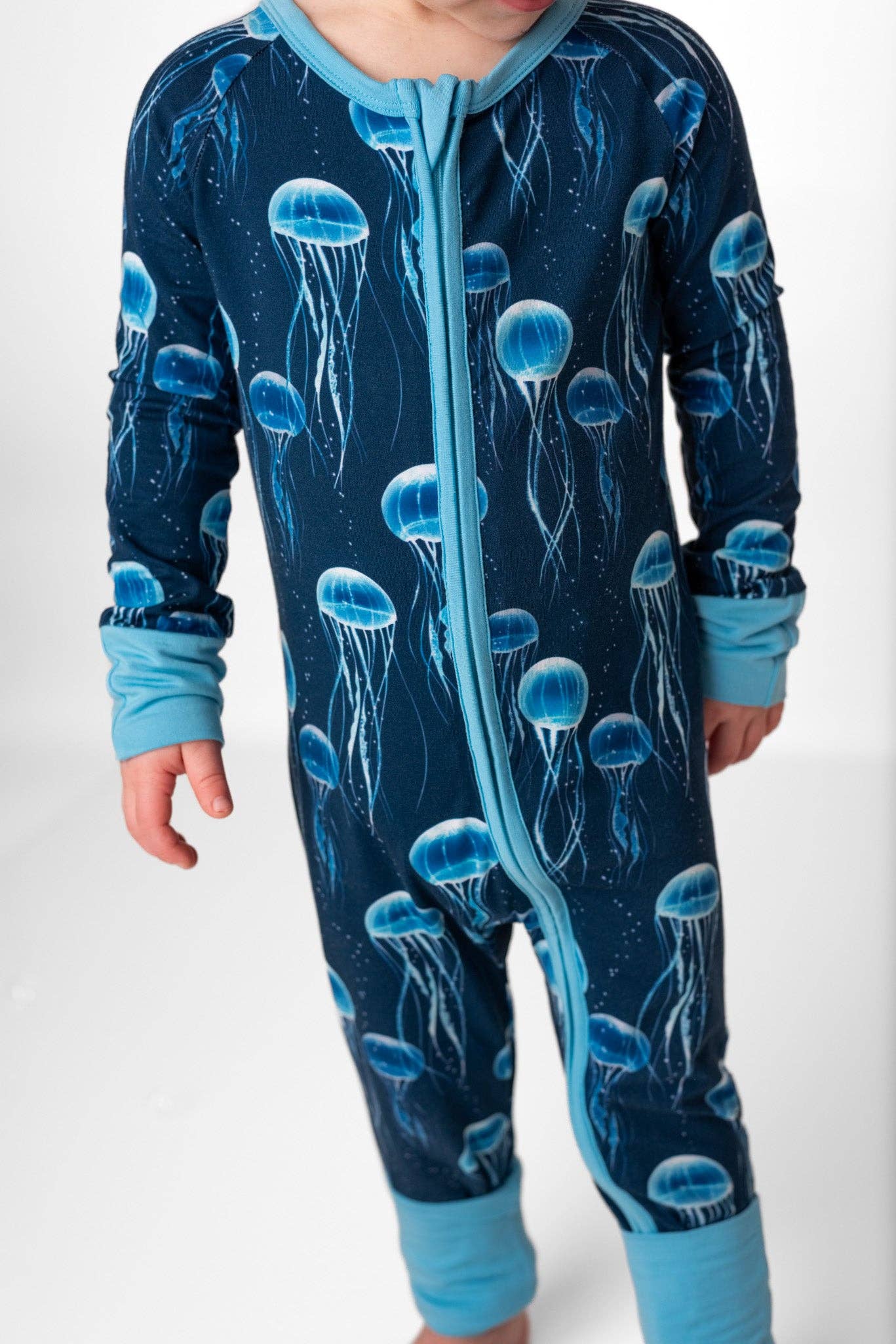 Blue Jellies Bamboo Zipper Pajamas