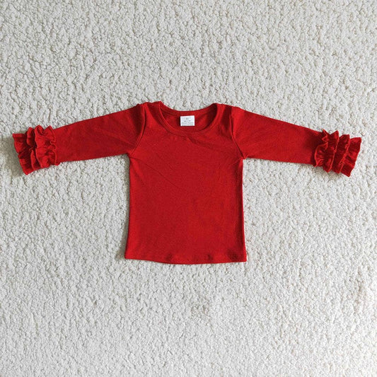 Red Icing Ruffle Long Sleeve Top