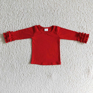 Red Icing Ruffle Long Sleeve Top