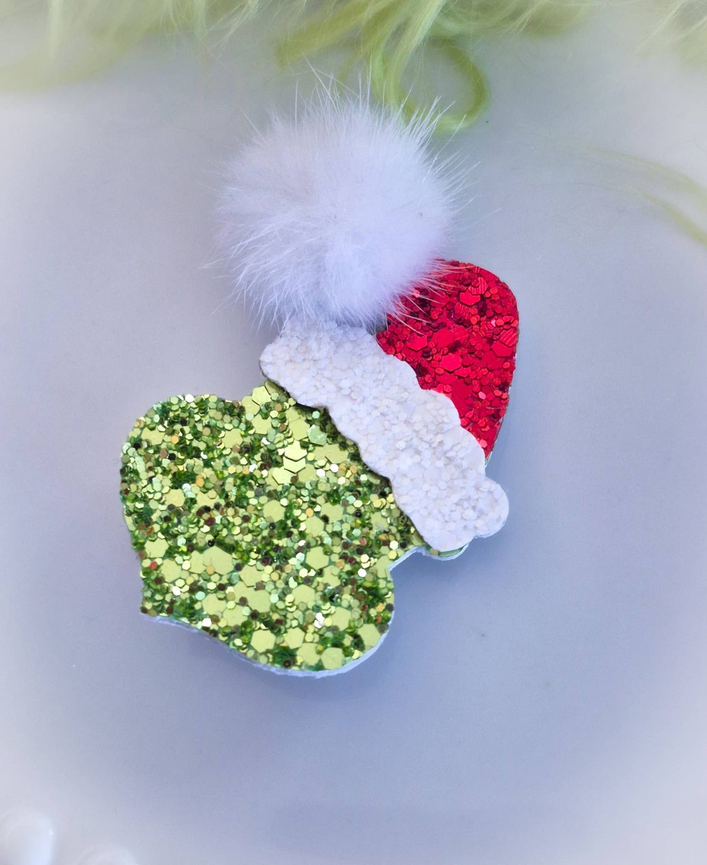 Red Santa Hat Mean Green Guy Hair Clip