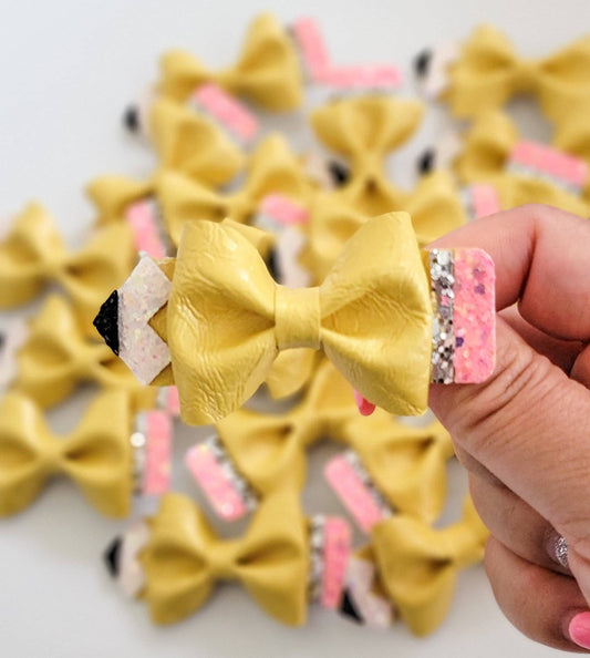 Vegan Crinkle Leather Pencil Bow