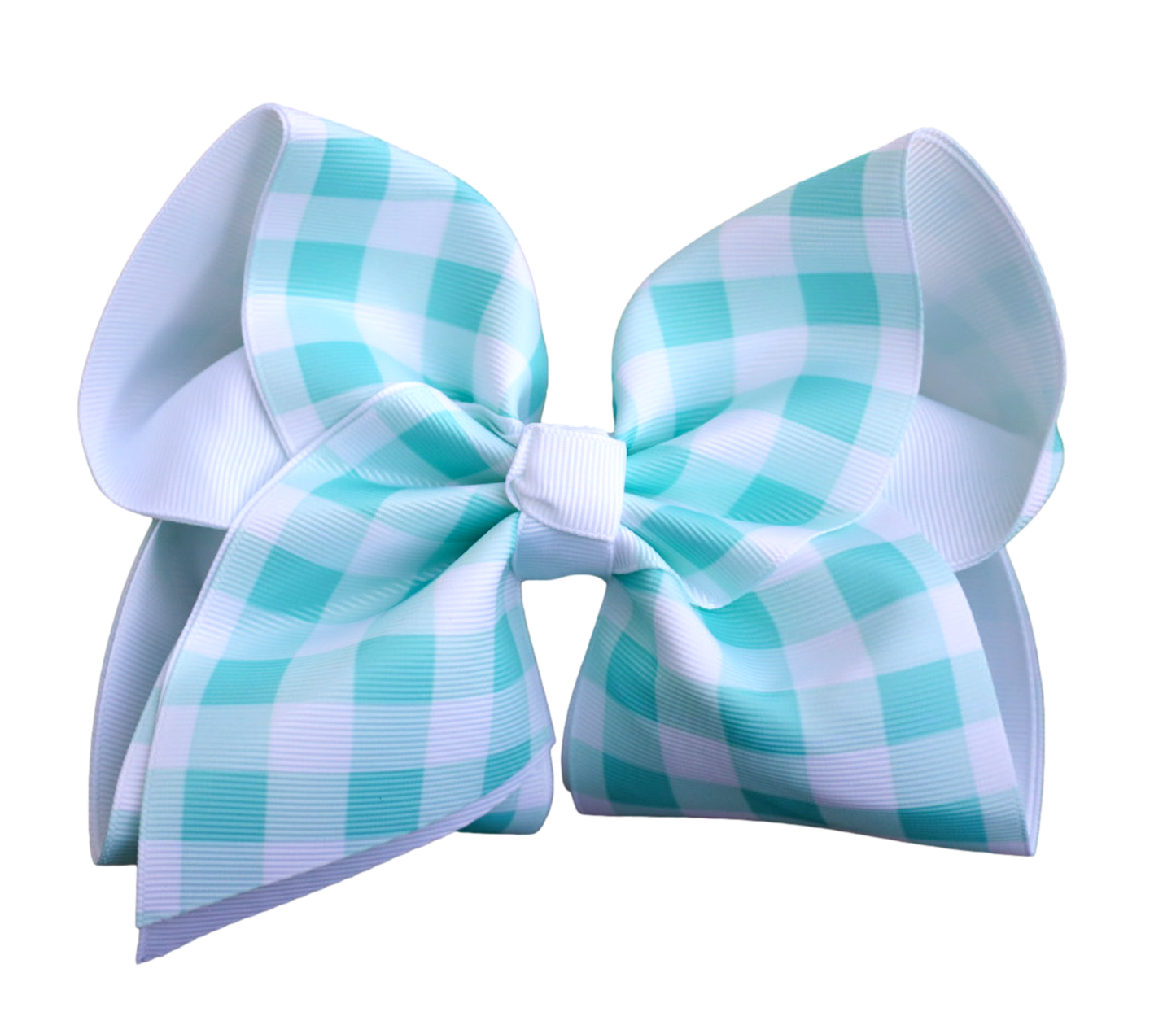 Aqua Check Printed Hair Bow