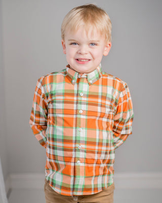 Autumn Plaid Boys Collared Button Down Shirt