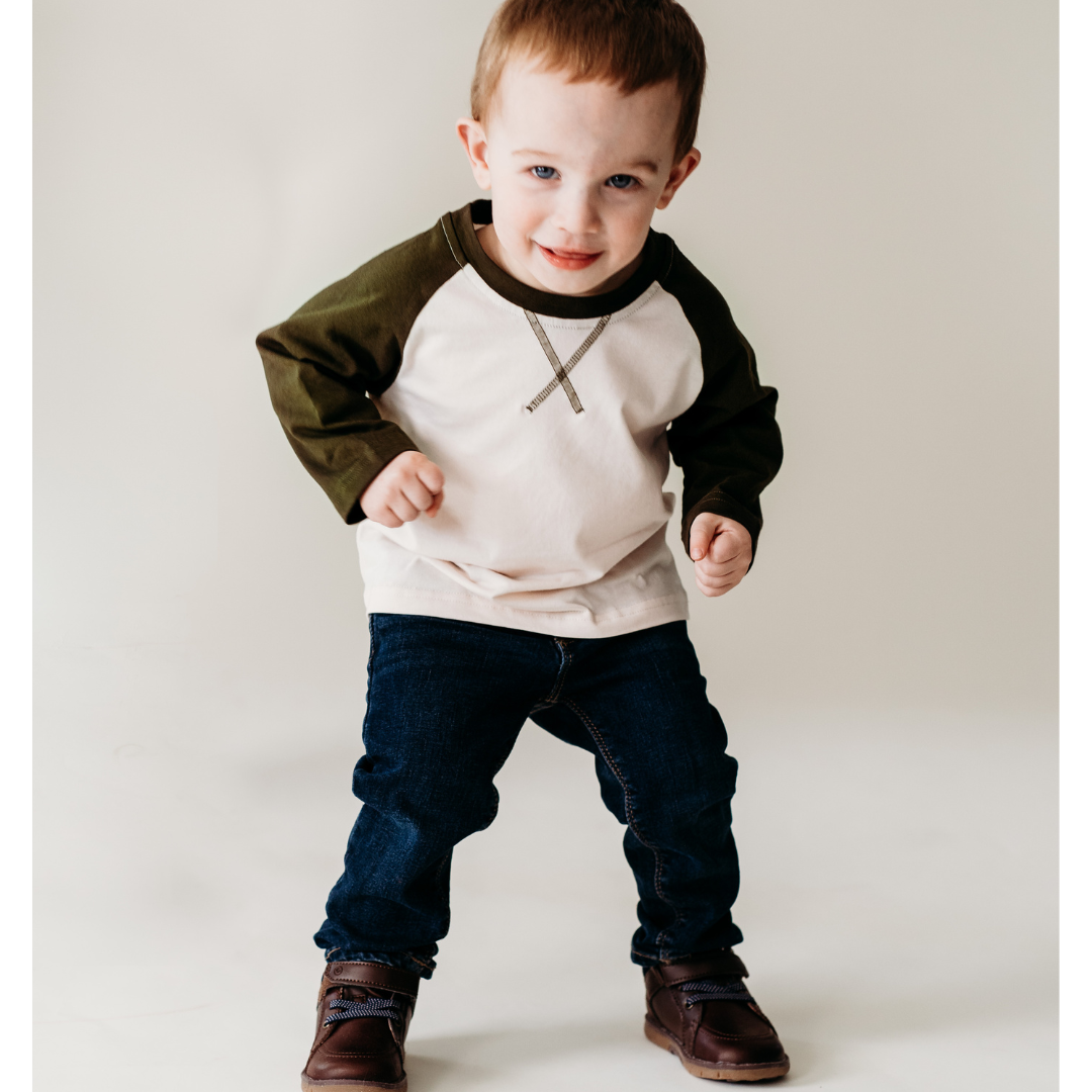 Green Raglan Baseball Tee