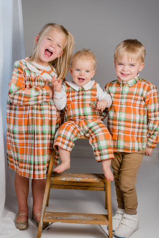 Autumn Plaid Boys Collared Button Down Shirt