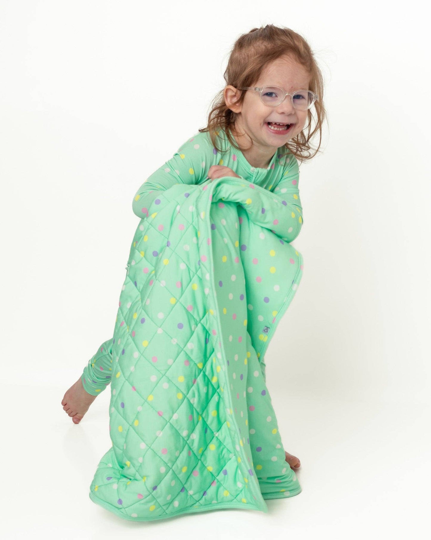 Pastel Dots Mini Quilted Bamboo Baby Blanket