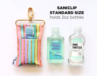 Pink and Gold Stripe Mini SaniClip Hand Sanitizer Holder