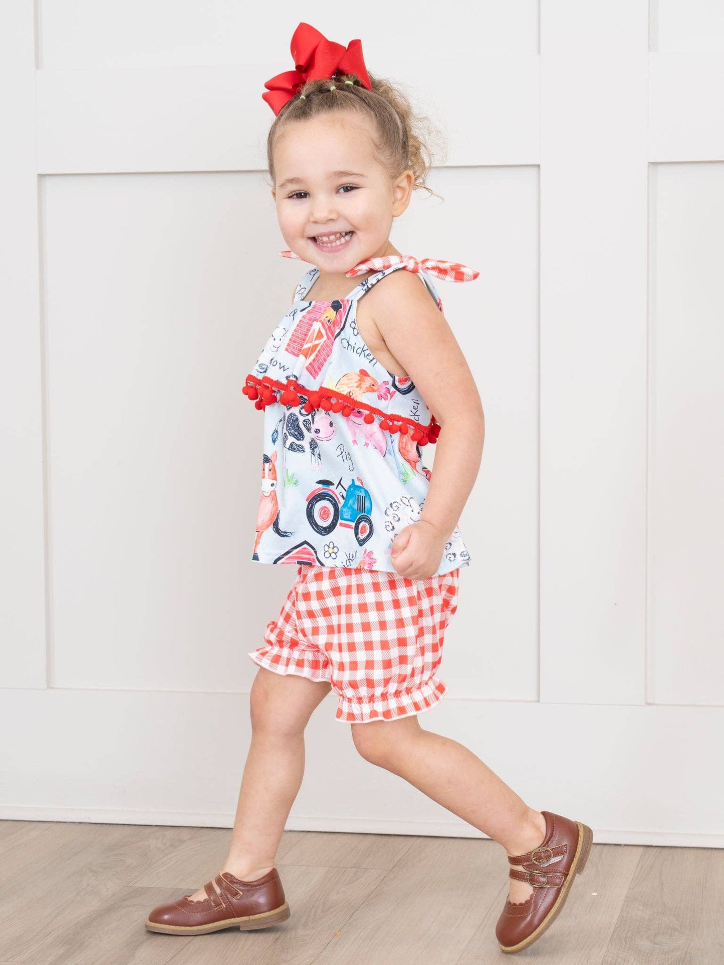 Red Gingham Farm Ruffle Outfit