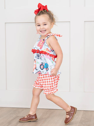 Red Gingham Farm Ruffle Outfit