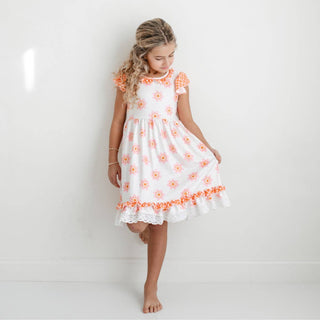Pink & Cantaloupe Flower Check Summer Dress