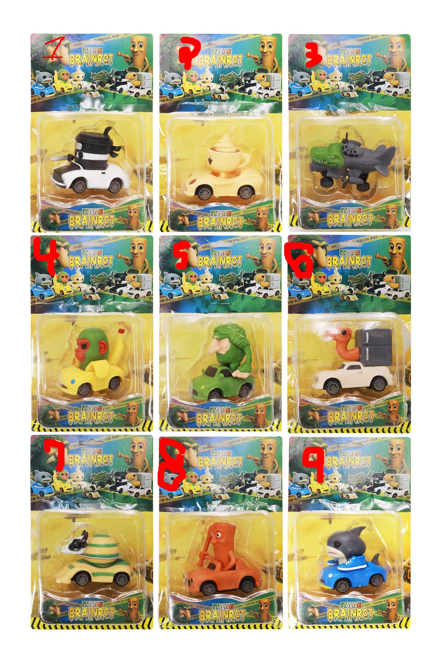 Italian Brainrot Free-wheel Mini Cars Toy