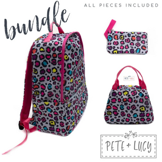 Neon Leopard Backpack 3 piece set