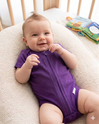 Violet Short Sleeve Zipper Bodysuit