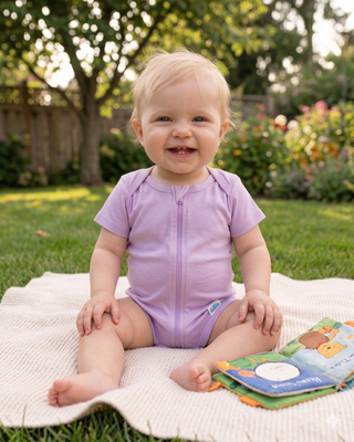 Lilac Short Sleeve Zipper Bodysuit