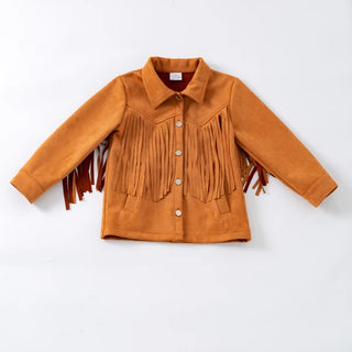 Rust Fringed Girls Jacket
