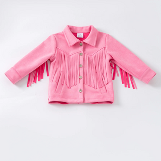 Pink Fringed Jacket for Girls