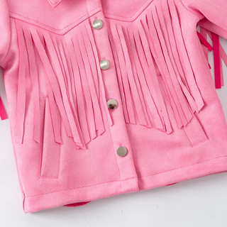 Pink Fringed Jacket for Girls