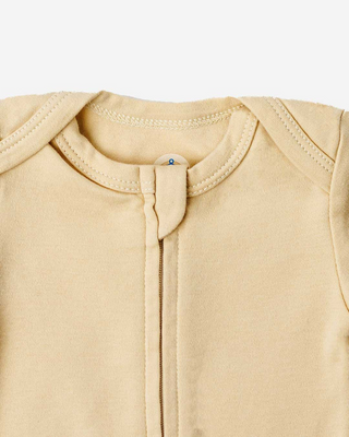 Latte Short Sleeve Zipper Bodysuit