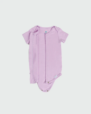 Lilac Short Sleeve Zipper Bodysuit