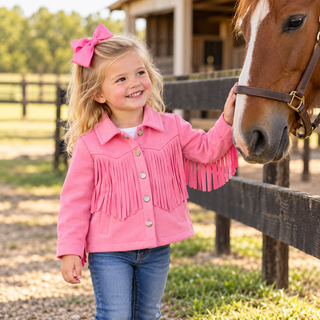 Pink Fringed Jacket for Girls