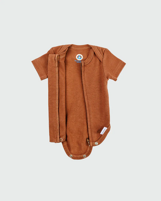 Mocha Short Sleeve Zipper Bodysuit