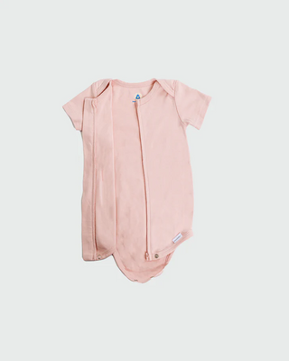 Peach Short Sleeve Zipper Bodysuit
